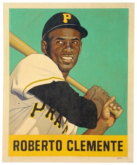 "A Baseball Card That Never Was: Roberto Clemente (1948 Leaf)"- Canvas Artwork 40x33 by Arthur Miller